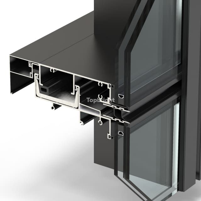 TB unificada 100UCW del sistema de muro cortina de la rotura termal de la anchura 100m m de cara