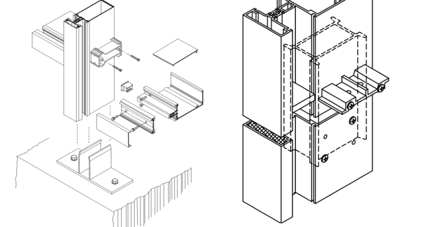 Muro cortina de vidrio comercial para proyecto de construcción externo TP-CW-UT008