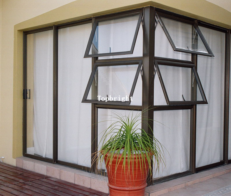 Rotura térmica Estándar europeo Aislamiento térmico Perfil de aluminio Ventana de toldo colgada en la parte superior 