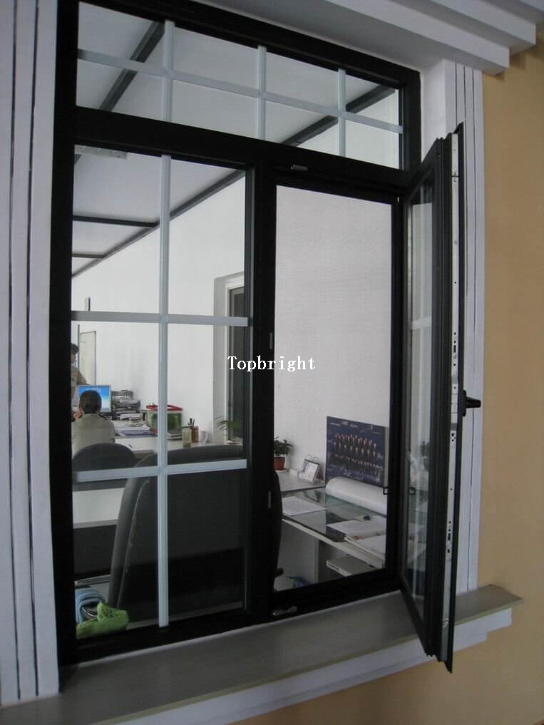 Ventana abatible de aluminio de vidrio de ruptura térmica de China